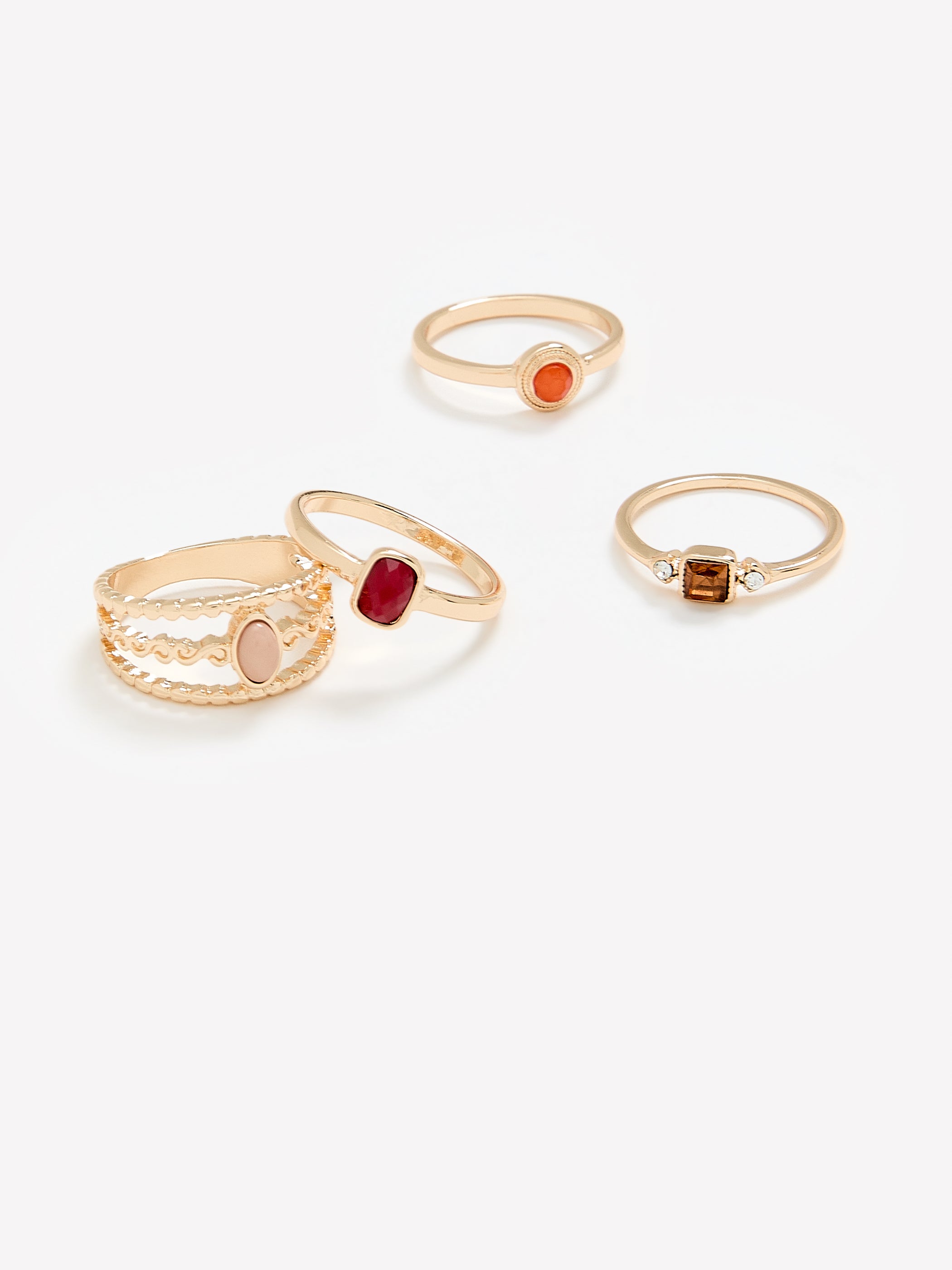 Assorted Rings with Mini Stones, Set of 3