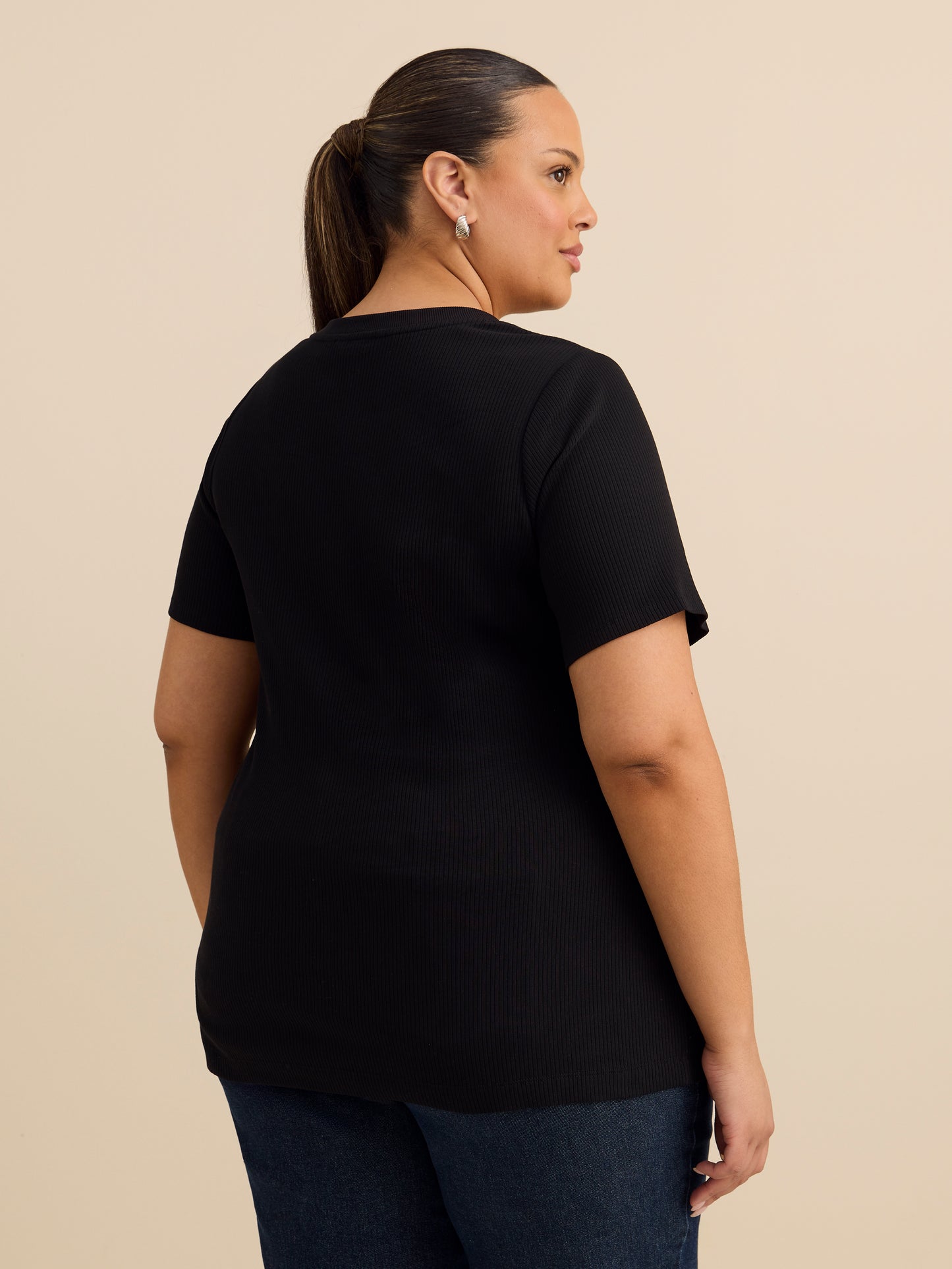 Curvy-Fit Crewneck Tee with Placement Print