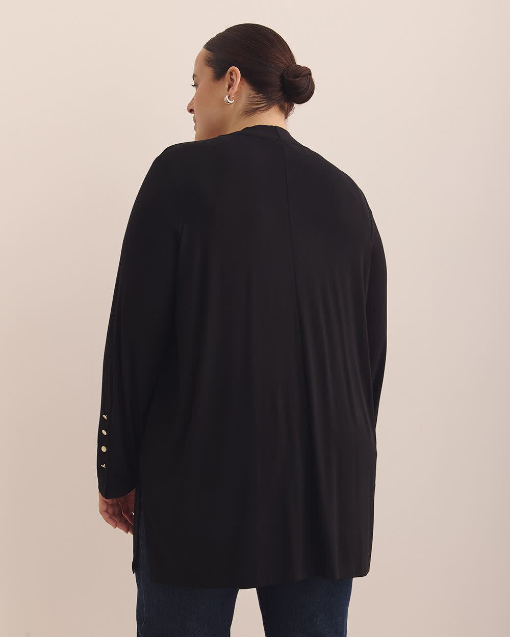 Cardigan noir ouvert à manches longues