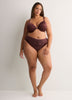 Brown Microfibre Thong with Lace - Déesse Collection