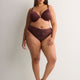 Brown Microfibre Thong with Lace - Déesse Collection