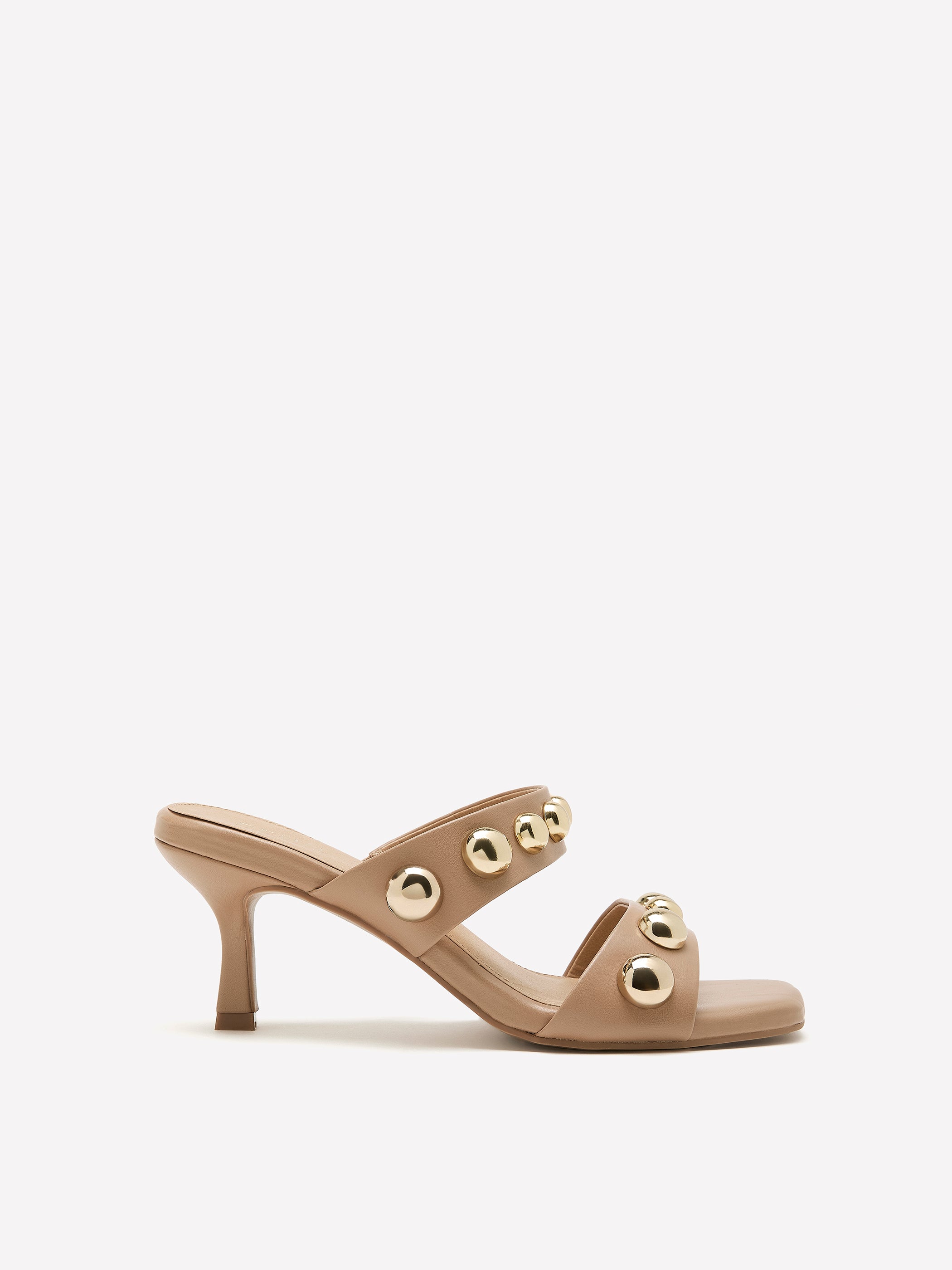 Extra Wide Width, Faux-Leather Two Studded Band Heel Sandal