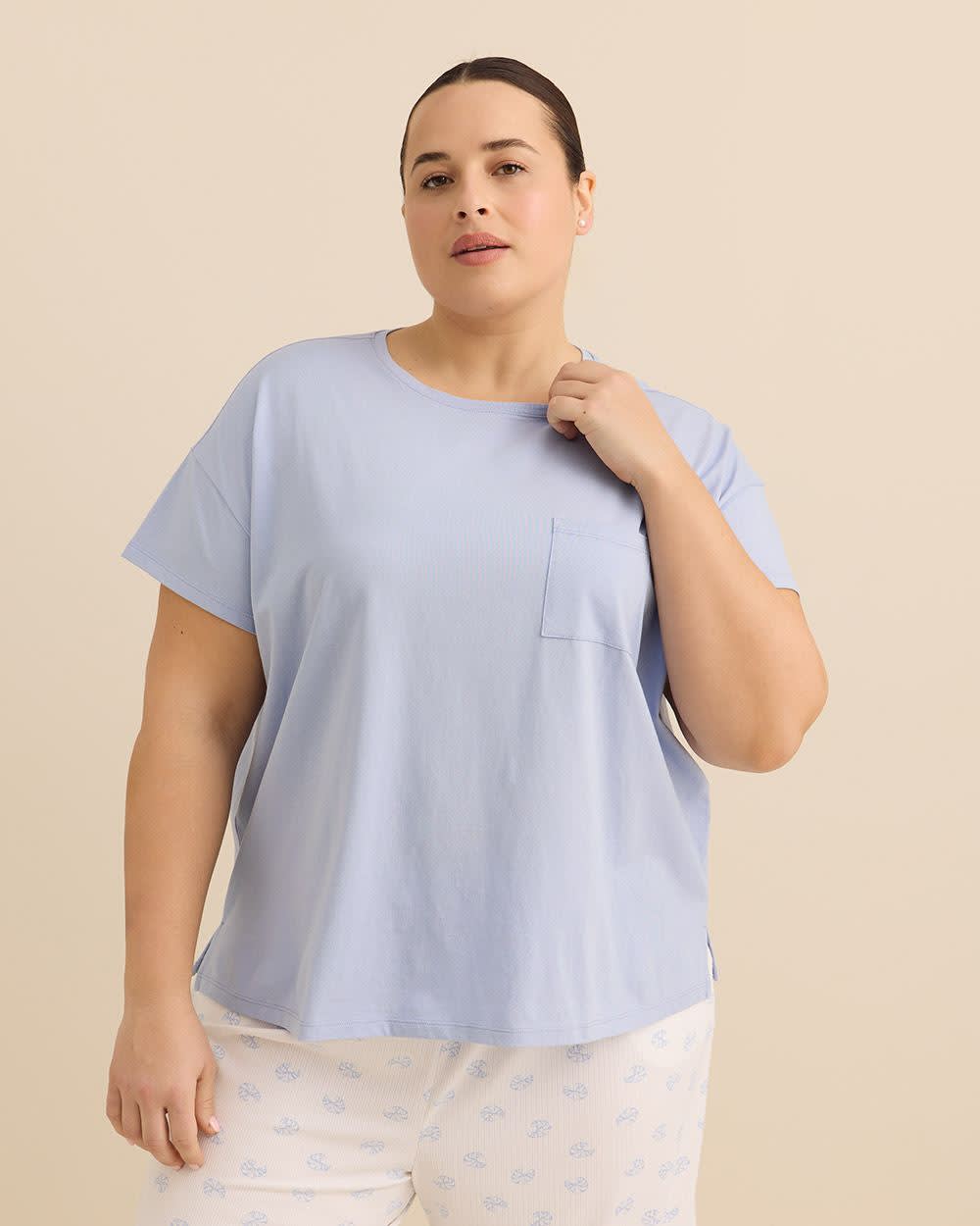 T-shirt de pyjama à manches courtes avec petite poche, coupe carrée - ti Voglio