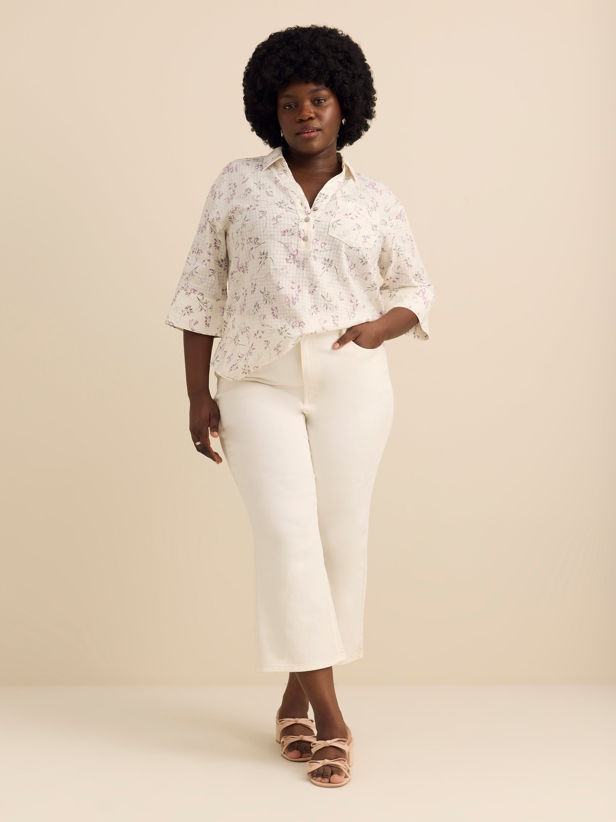 Addition Elle relaxed loose cotton blouse plus size women's tops