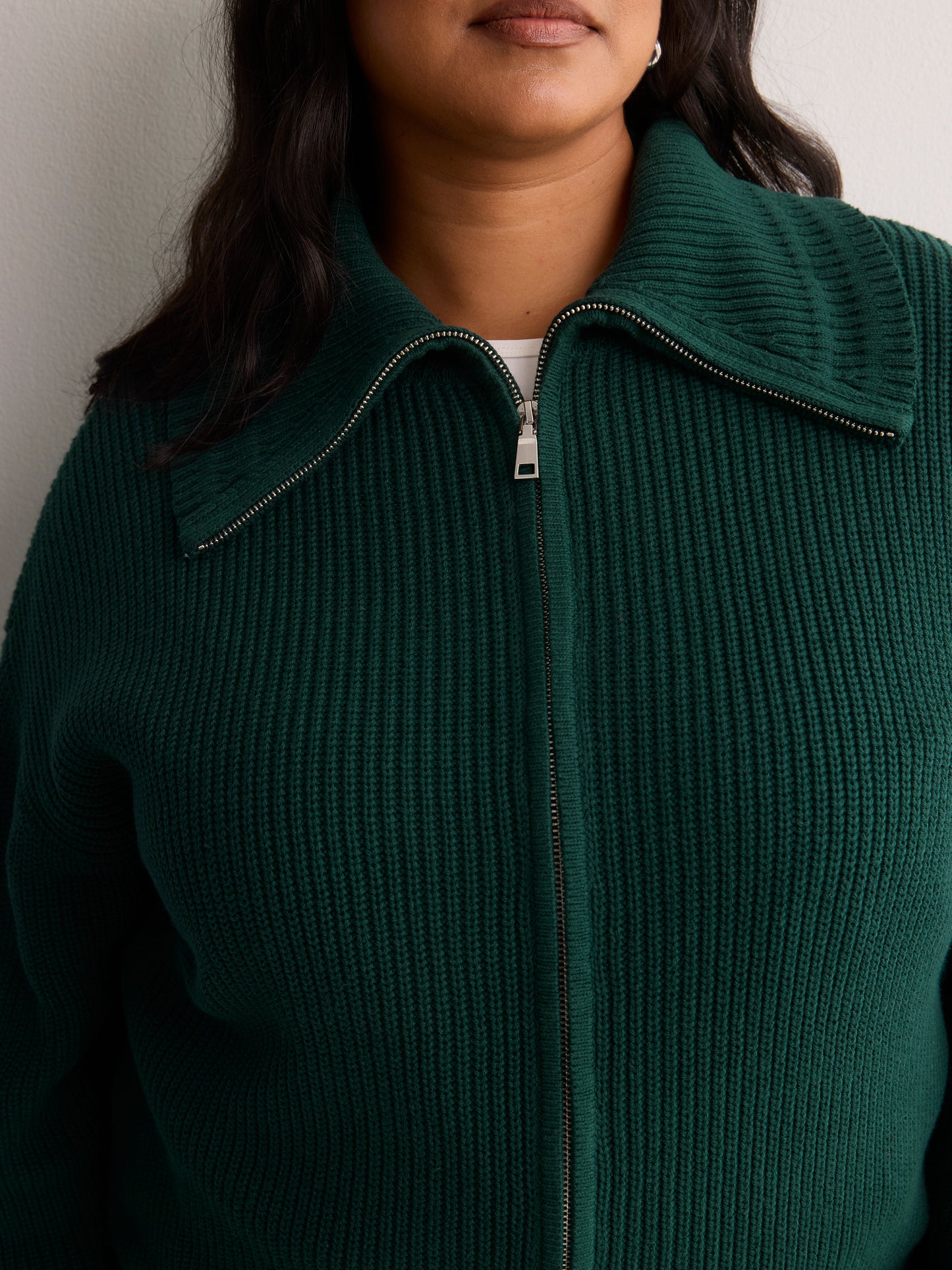 Straight Zippered Sweater Cardigan