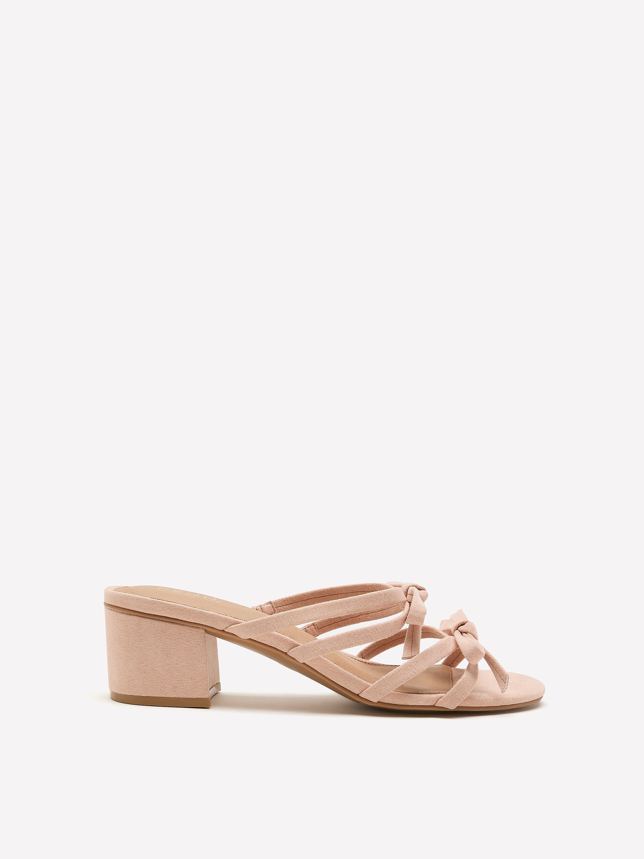 Wide Width, Leana Blush Slip-On High-Heel Strap Sandal with Bows