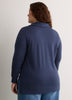 Loose French Terry Tunic Top with Buttoned Johnny Collar