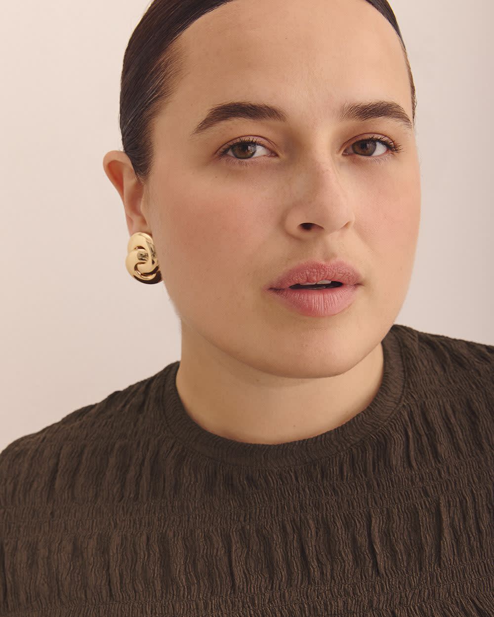 Haut froncé sans manches en tricot