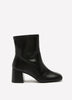 Extra Wide Width, Black Faux Leather Mid-Block-Heel Bootie