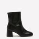 Extra Wide Width, Black Faux Leather Mid-Block-Heel Bootie