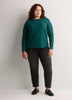 Dark Blue Boyfriend-Fit Long-Sleeve Rib Knit Tee