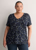 Boyfriend-Fit V-Neck Tee with Slits
