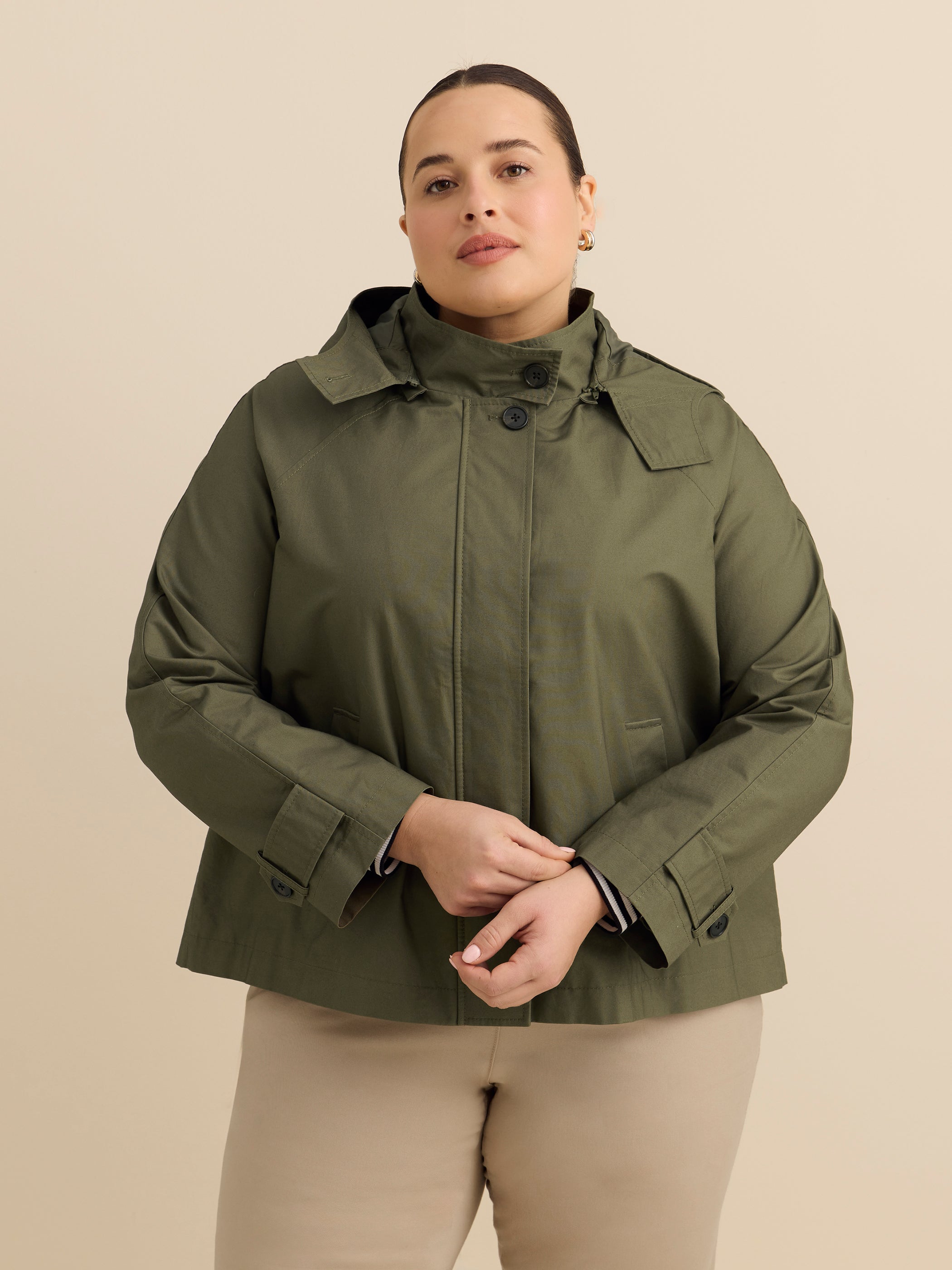 Manteau trench vert court
