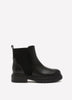 Extra Wide Width, Black Faux Leather Chunky Lug Bootie
