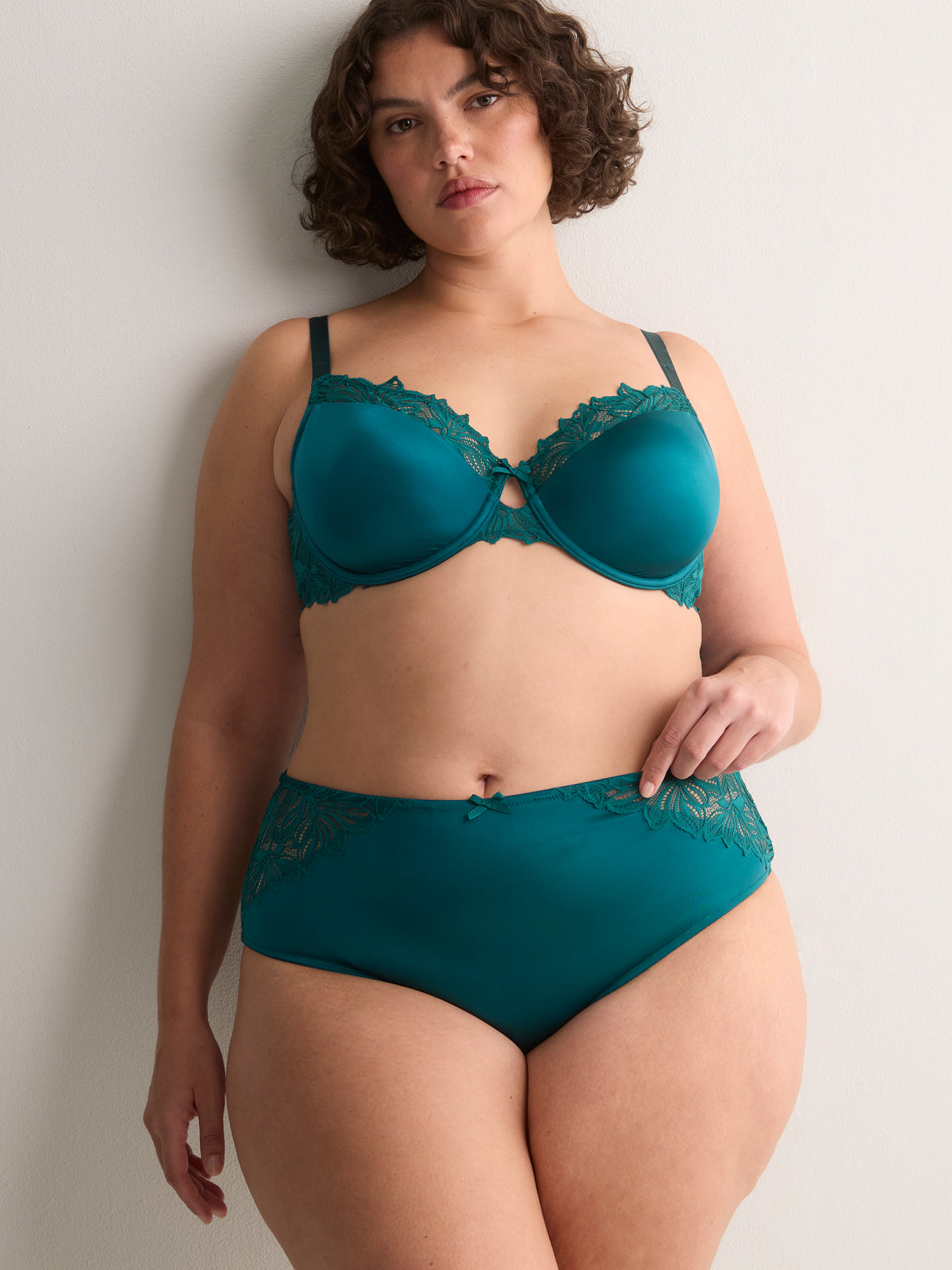 Green Cheeky Brief with Lace Inserts - Déesse Collection