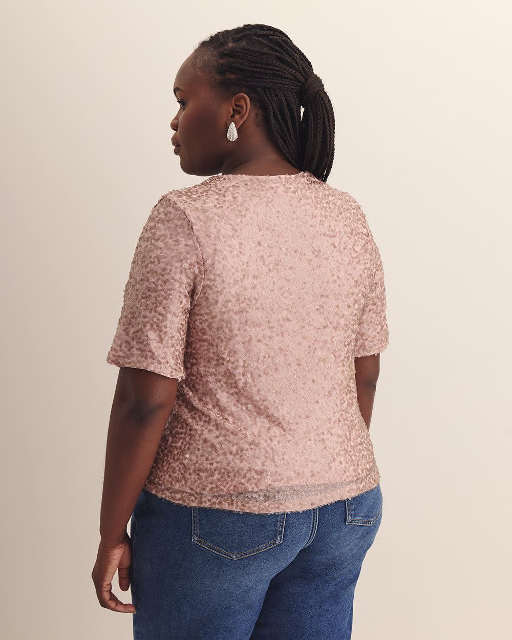 Cropped Sequins Cover-Up with Bow Opening