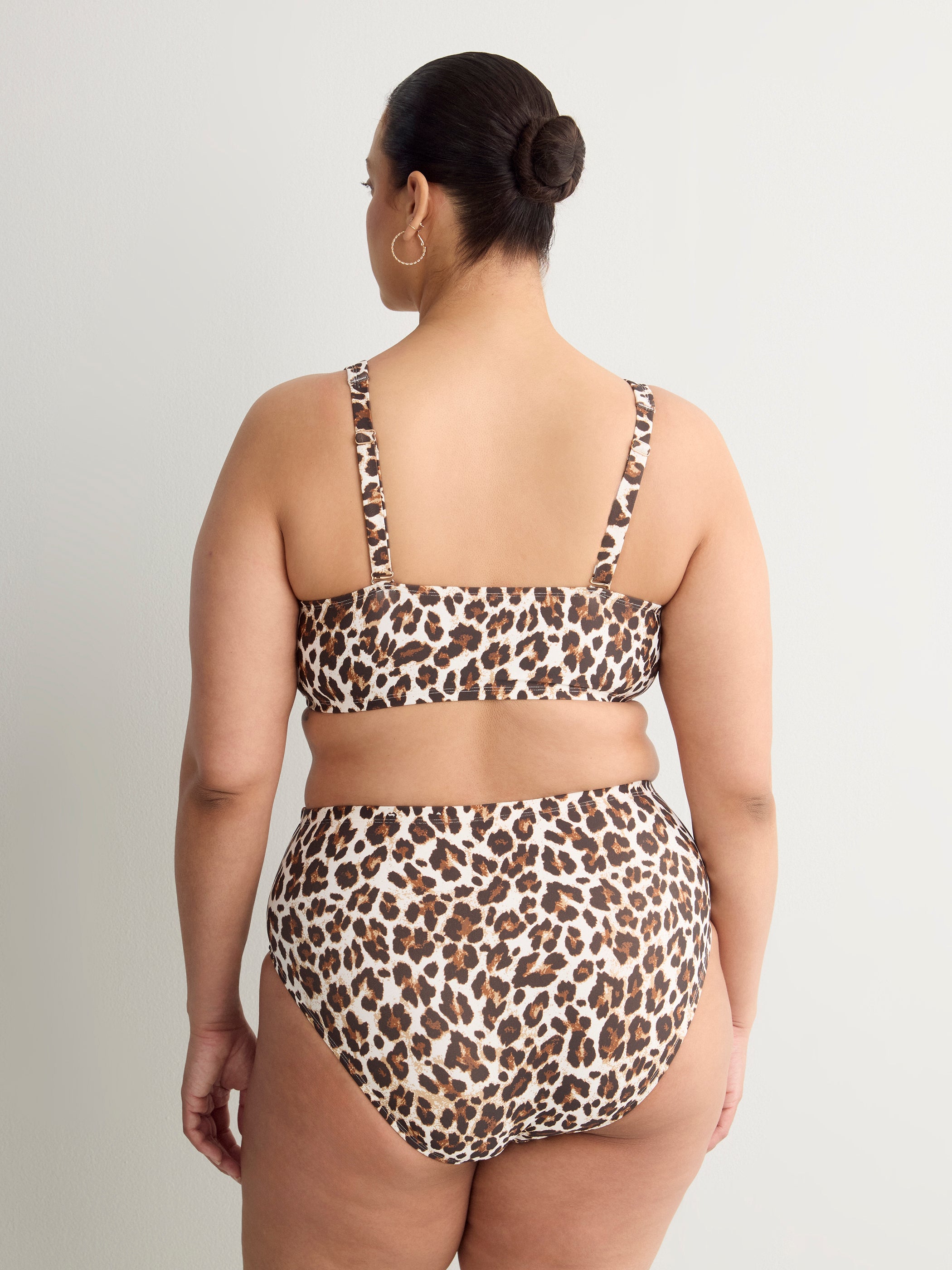 Leopard Plunge Bikini Top with Ring