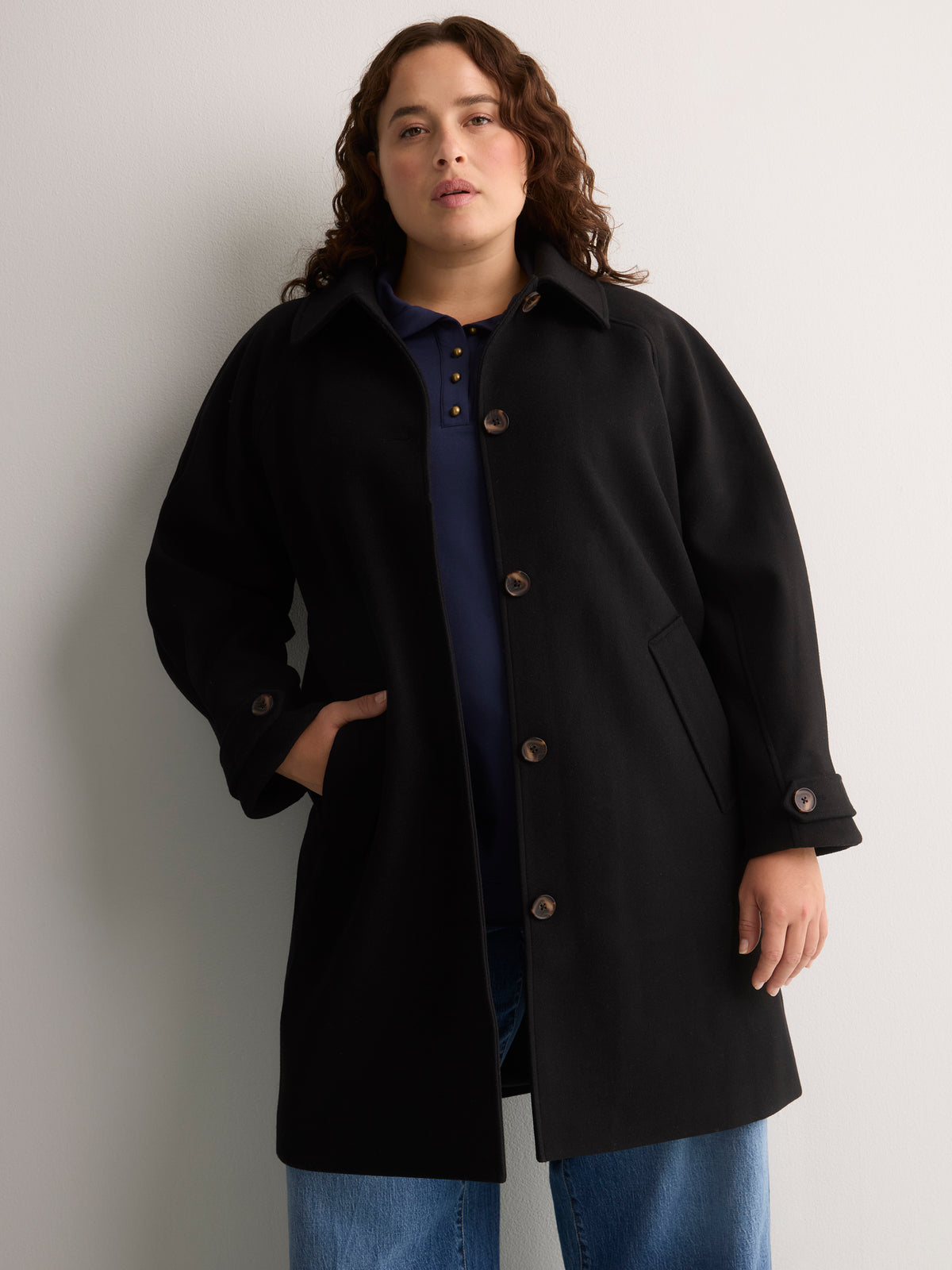 Black Midi Cocoon Coat