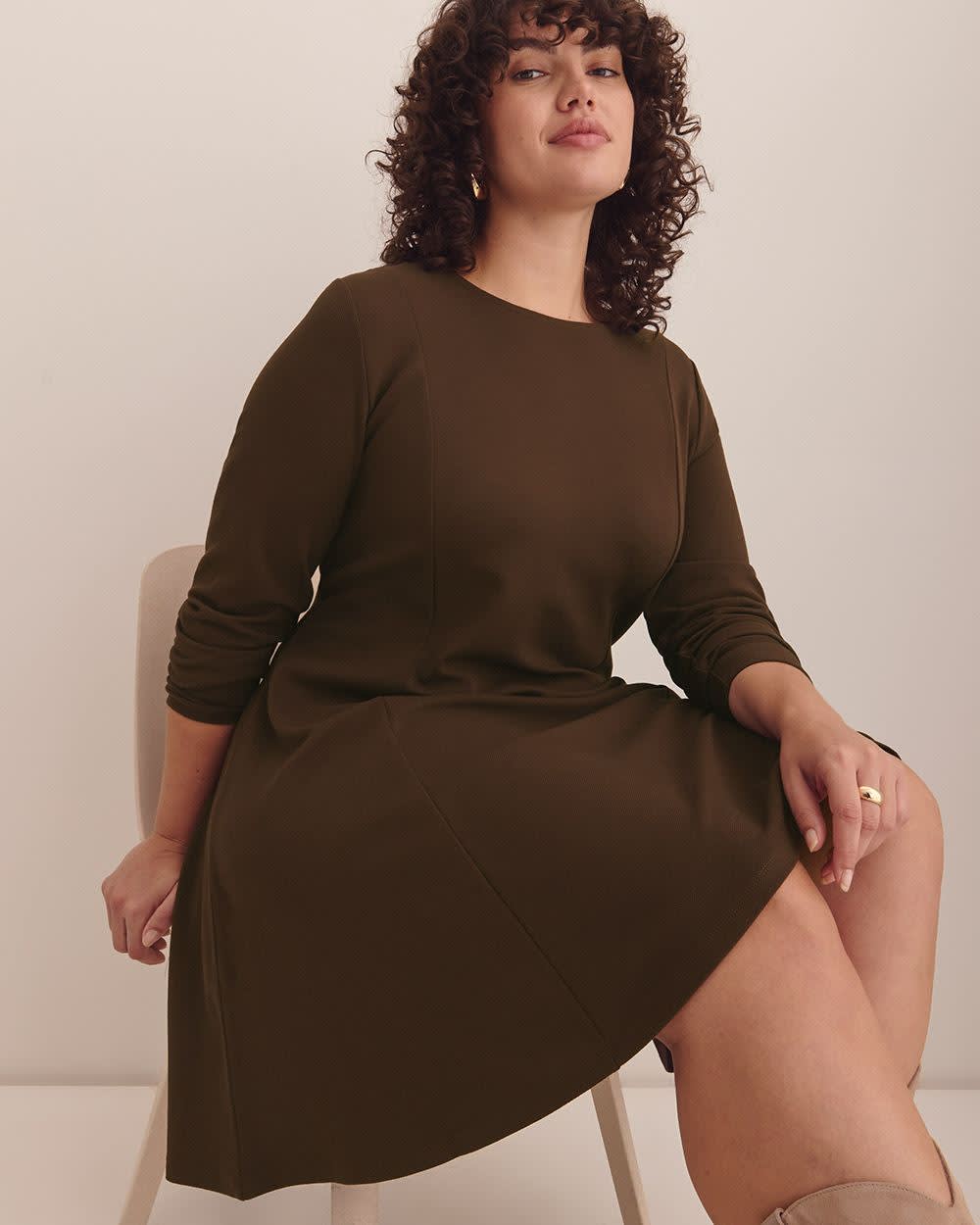 Brand Fit and Flare Long Sleeve Ponte Dress Plus Size Women's Dresses Penningtons Brand Fit and Flare Long Sleeve Ponte Dress Plus Size Women's Dresses Penningtons