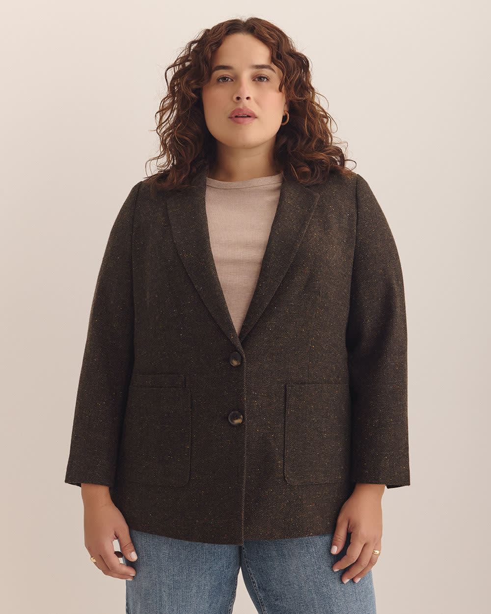 Brown Wool Blend Blazer