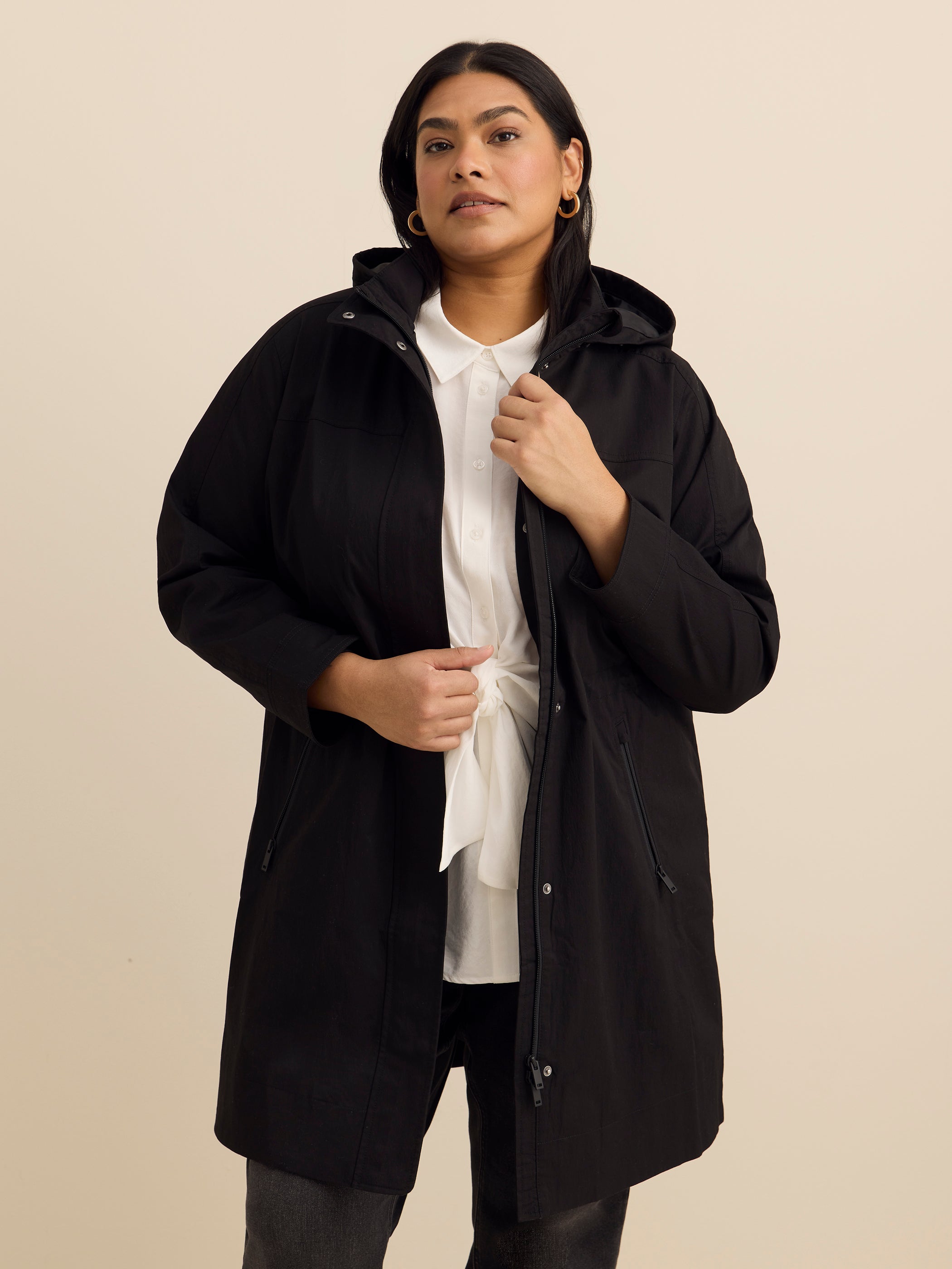 Manteau imperméable froissé long