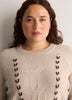 Beige Cable Knit Crew-Neck Sweater