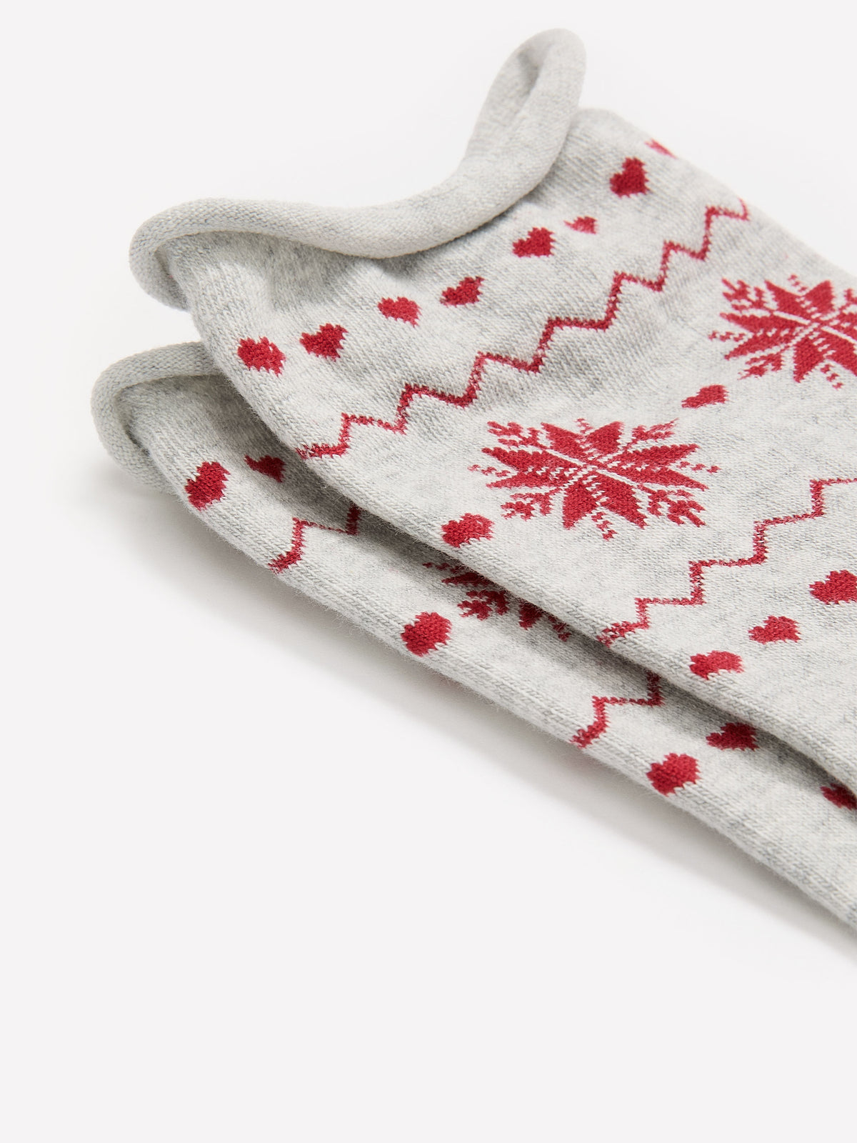 Fair Isle Cotton Knit Crew Socks