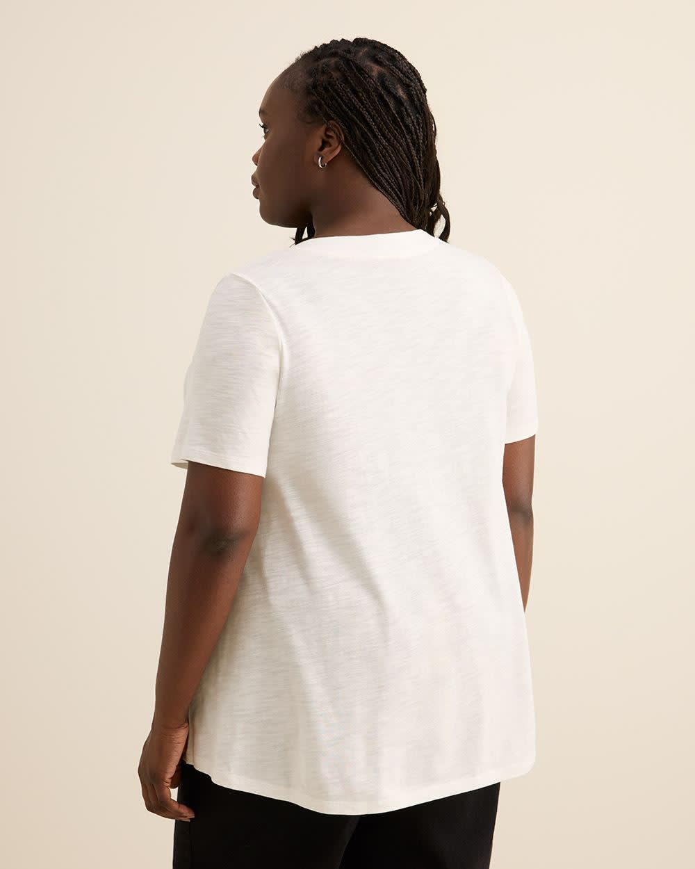 Penningtons Swing Fit Knit Blouse – V Neck, Short Sleeve