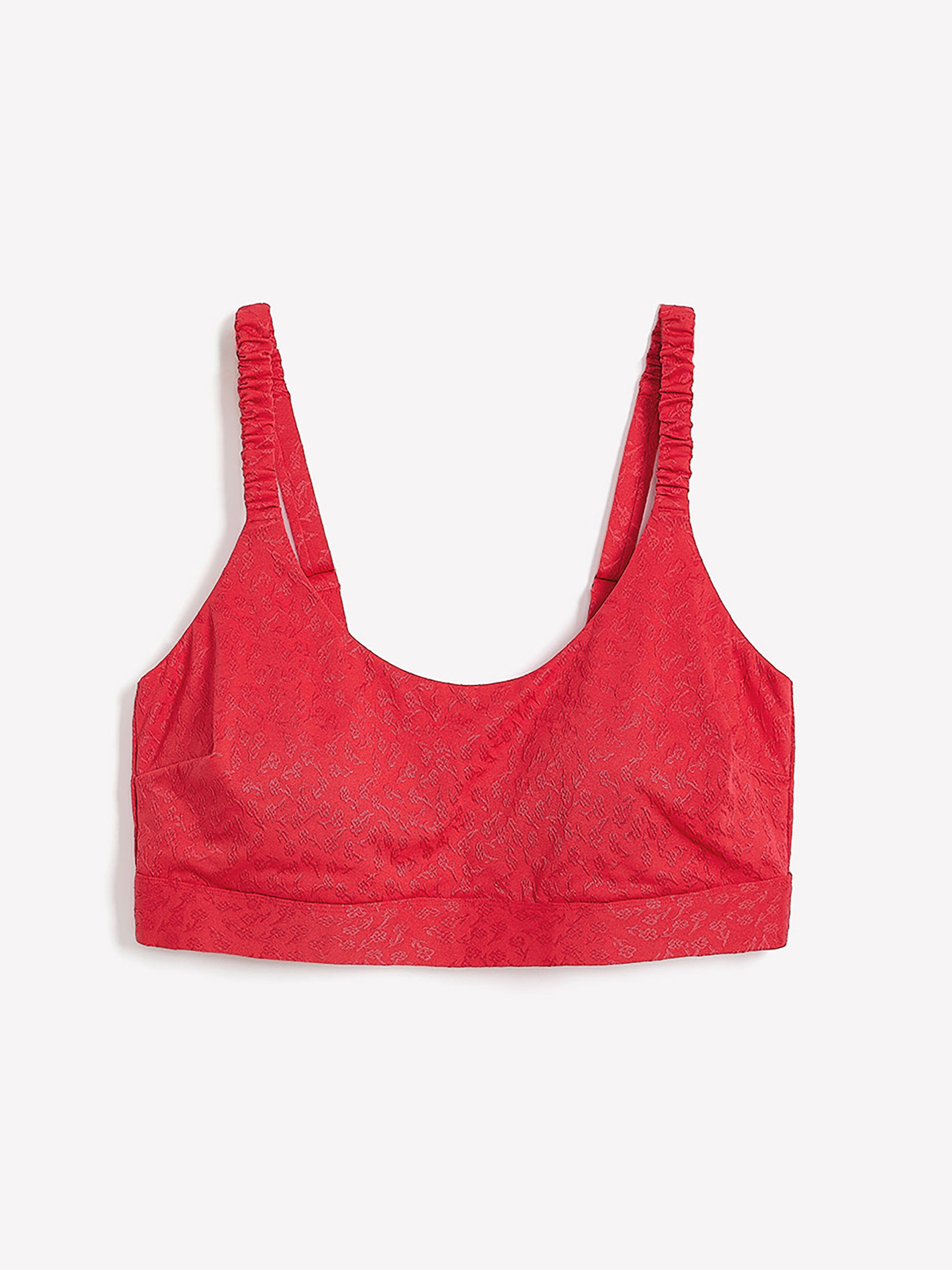 Haut de bikini court texturé floral