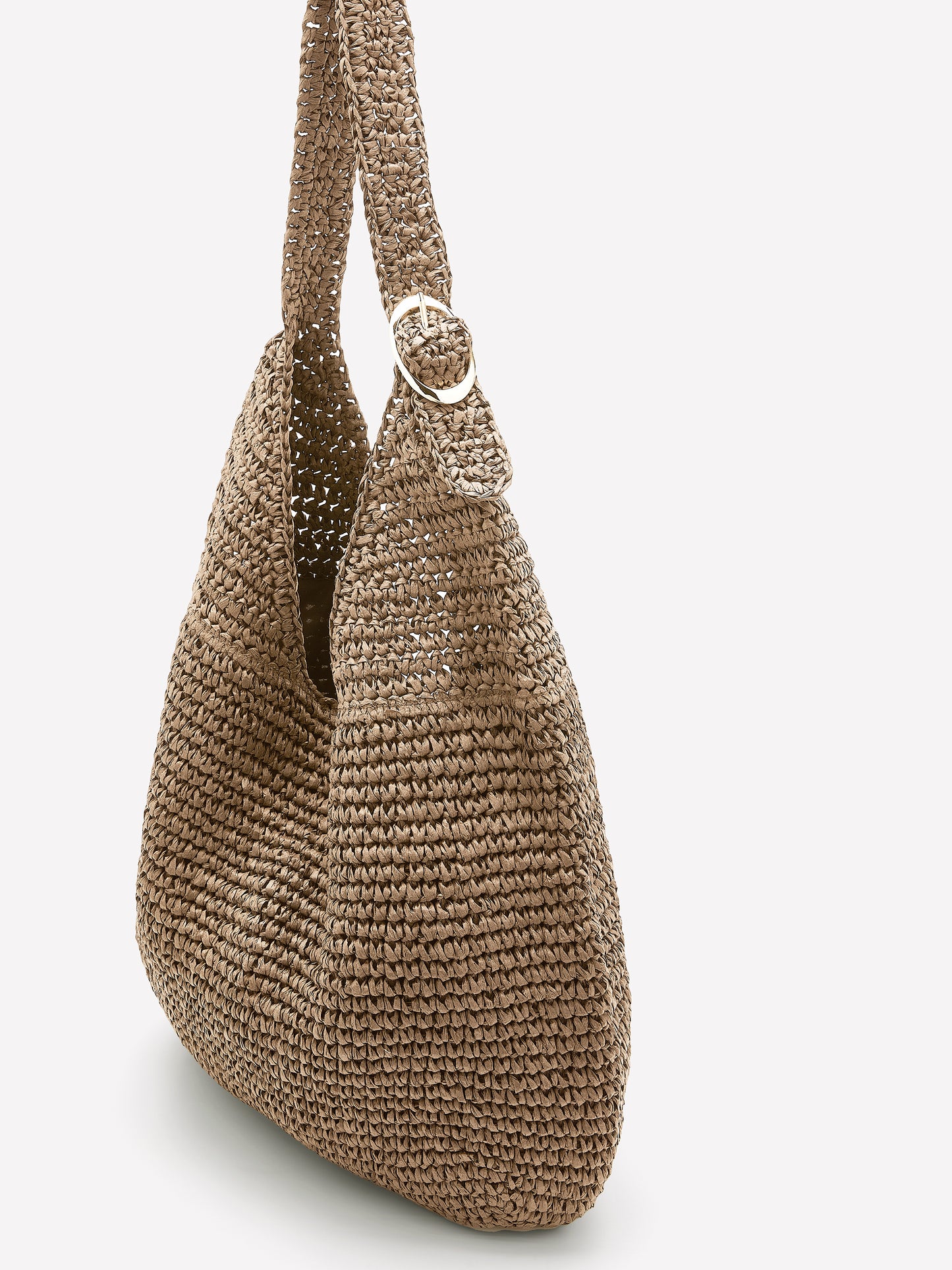 Straw Tote Bag with Buckle Strap