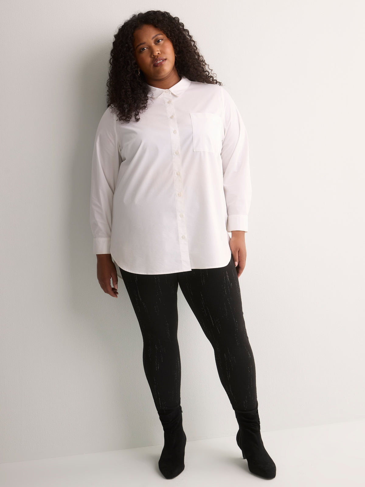 Black Textured Glitzy Legging with Tummy Control