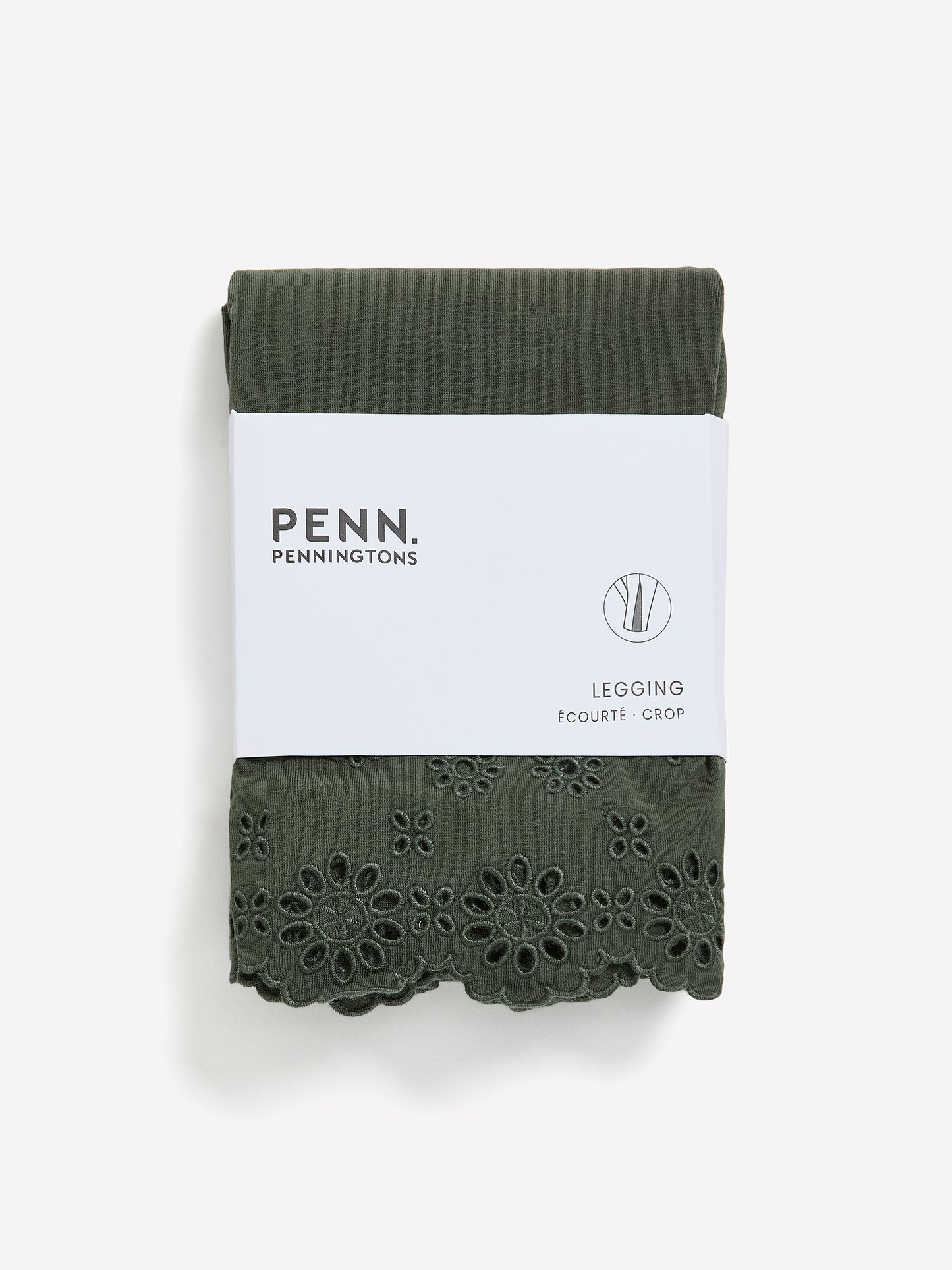 Solid Cropped Legging with Broderie Anglaise