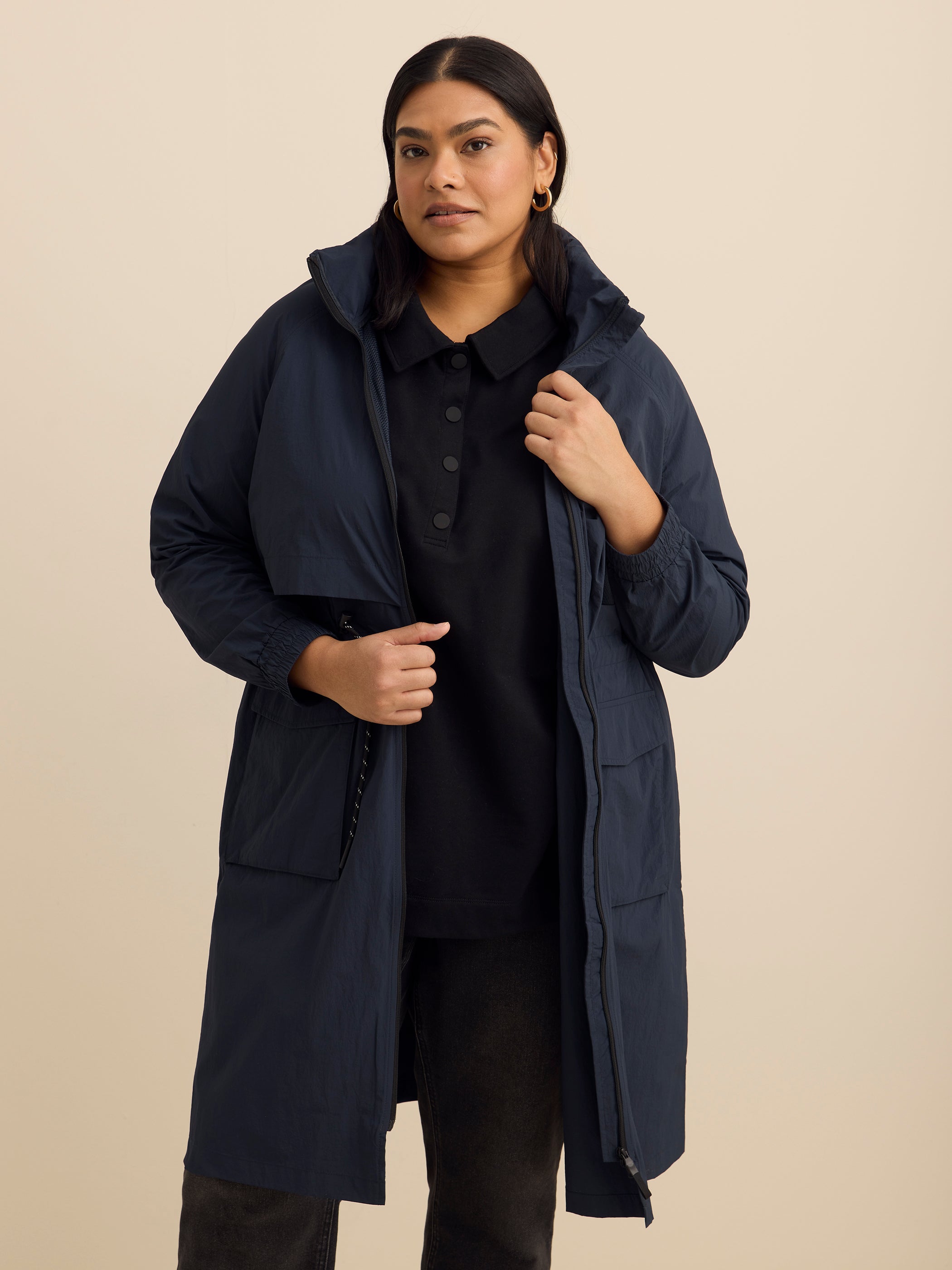 ActiveZone plus size long water-repellent windbreaker jacket
