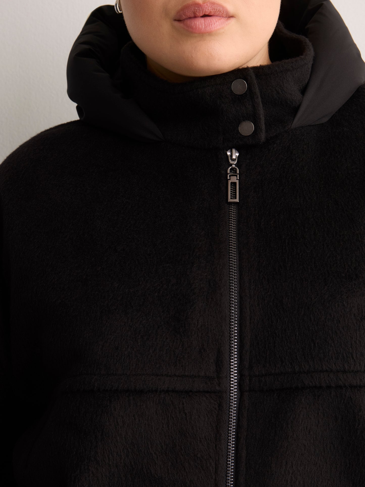 Unlined Coat with Puffer Hood