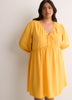 V-Neck Long Balloon Sleeve Empire Waist Dress