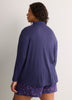 Dark Blue Buttoned-Down Pointelle Pyjama Shirt - tiVOGLIO