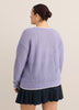 Violet Crochet Waffle Knit V-Neck Pullover - Active Zone
