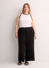 Linen-Blend Wide-Leg Crop Pant with Drawstring at Waistband