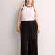 Linen-Blend Wide-Leg Crop Pant with Drawstring at Waistband