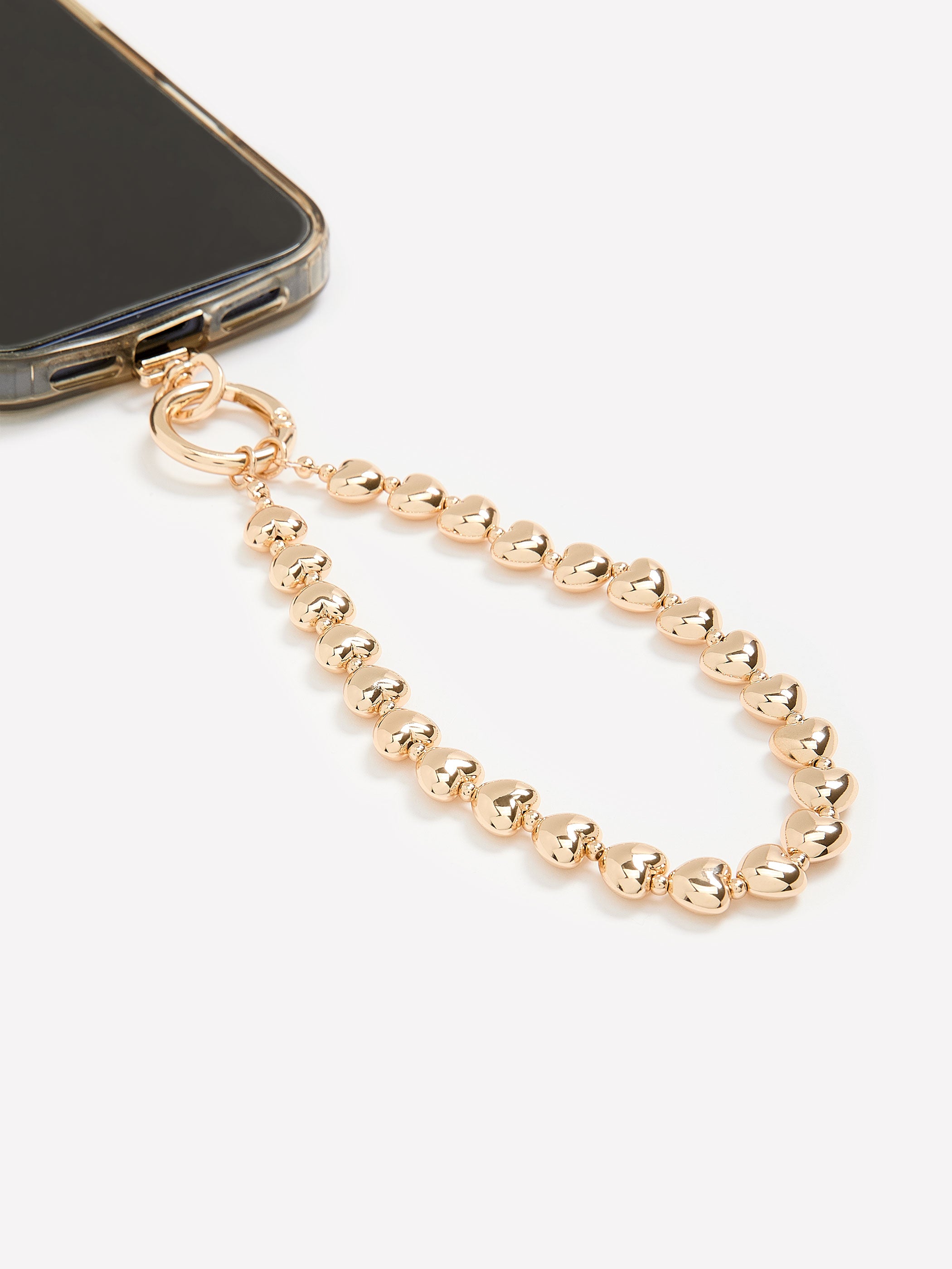Golden Phone Wristlet Chain with Hearts