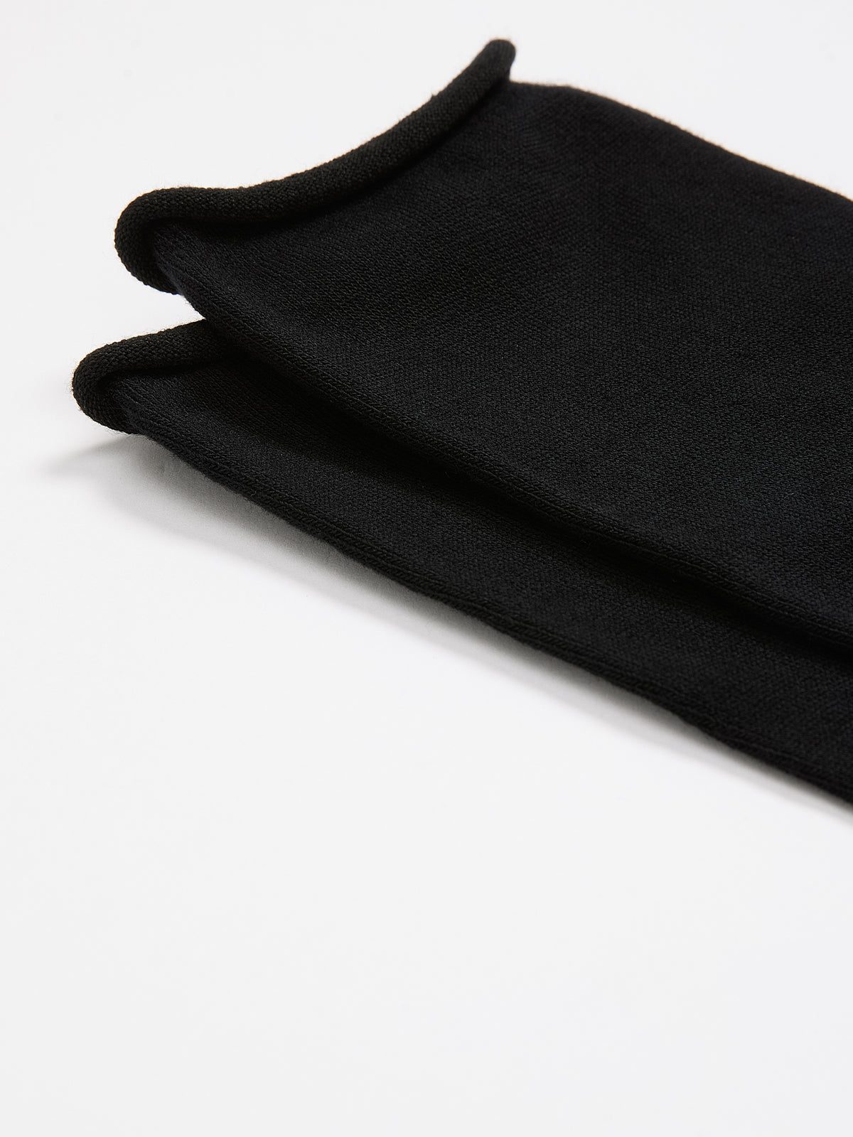 Black Bamboo-Blend Rolled-Edge Crew Socks