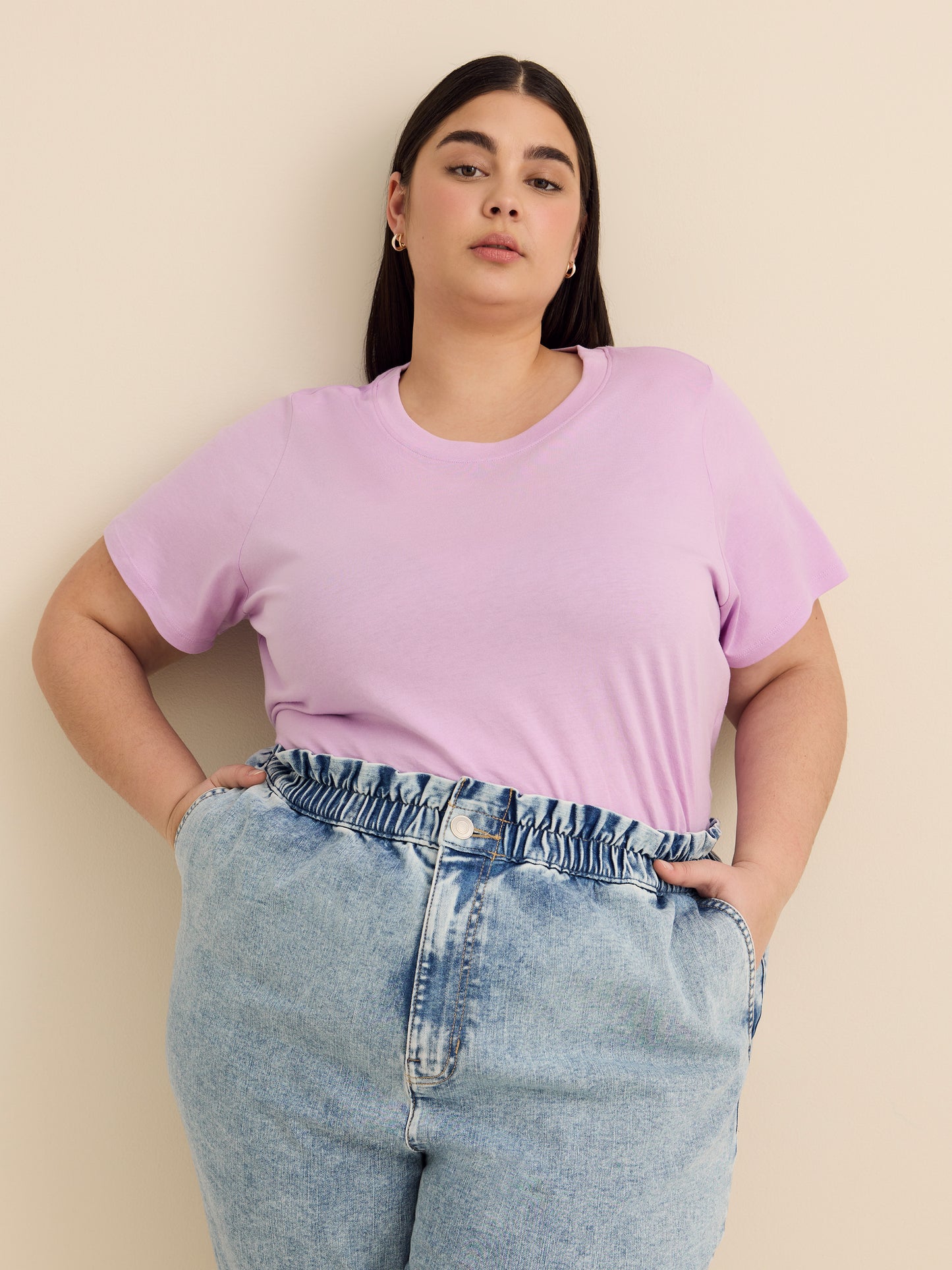 High-Rise Cropped Tapered-Leg Paperbag Denim Pant - d/C JEANS