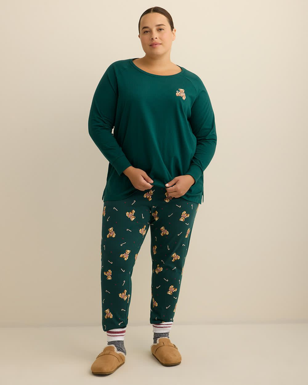 Teddy Bear Print Knit Tunic Top and Legging Pyjama Set - ti Voglio