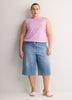 Straight-Fit Sleeveless Bubble Knit Top with Embroidery