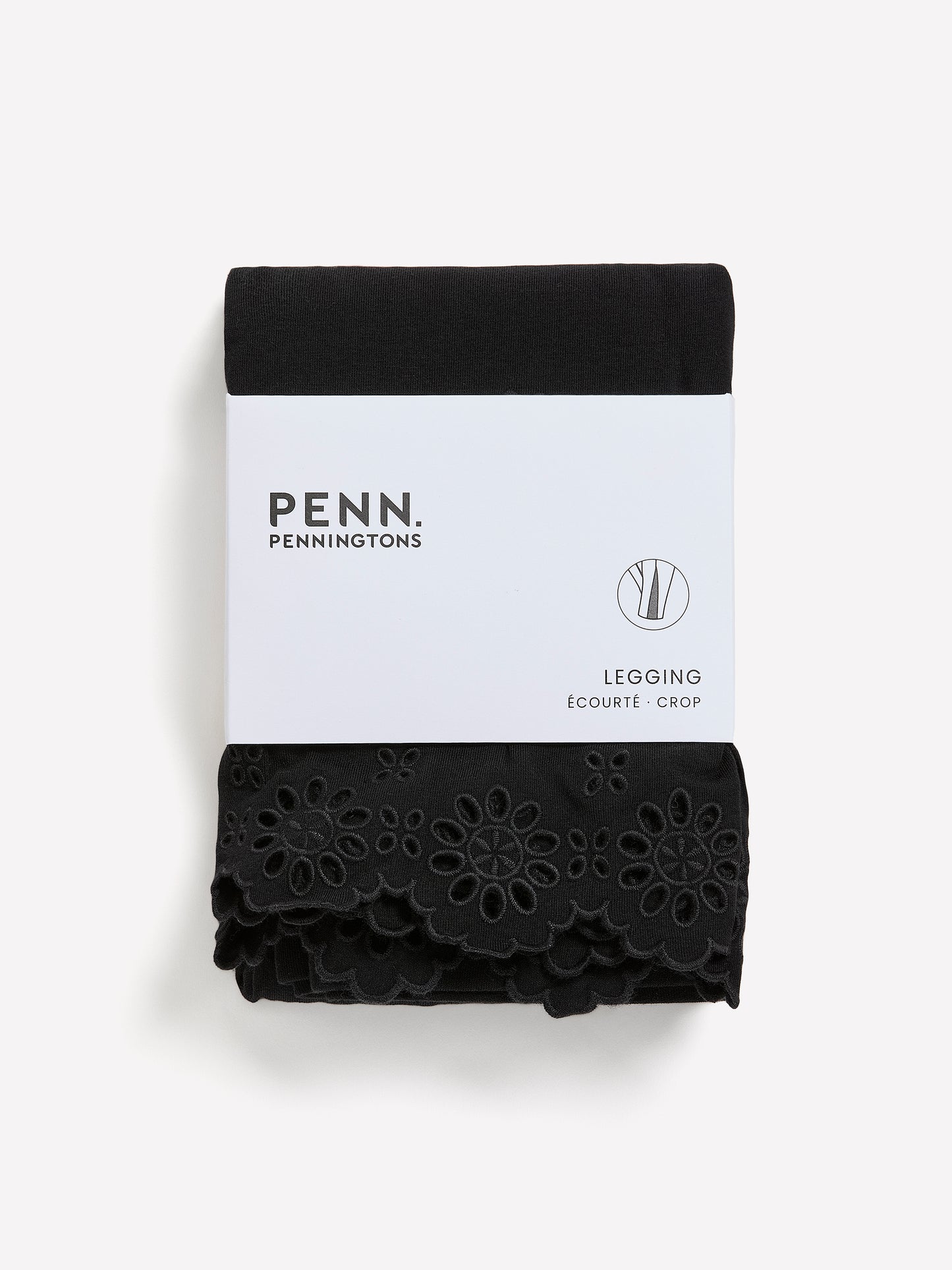 Solid Cropped Legging with Broderie Anglaise