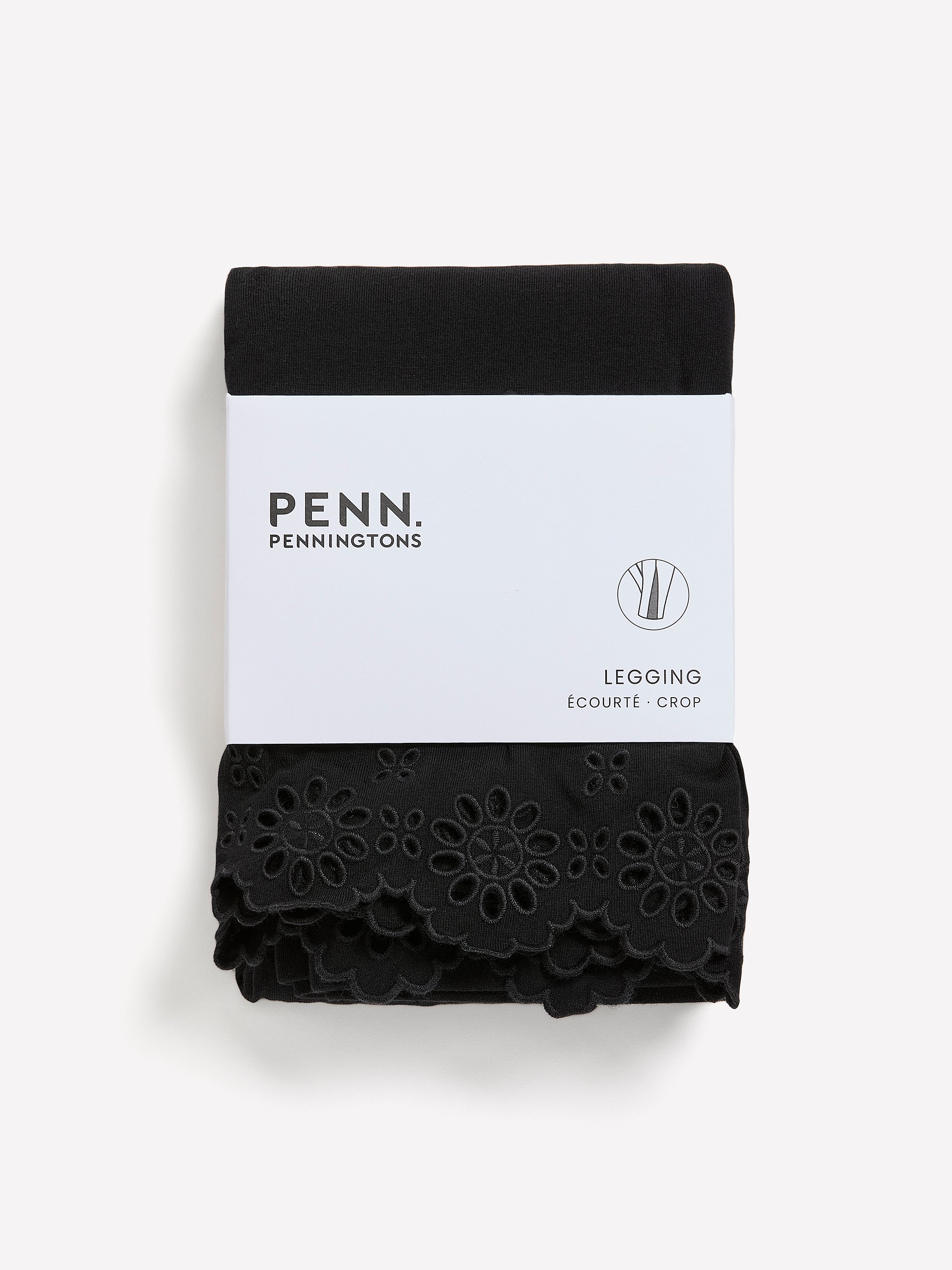 Solid Cropped Legging with Broderie Anglaise