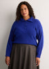 Loose Half-Placket Cable Knit Sweater