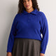Loose Half-Placket Cable Knit Sweater