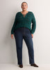 Straight Lace-Up Crew Neck Combed Knit Sweater