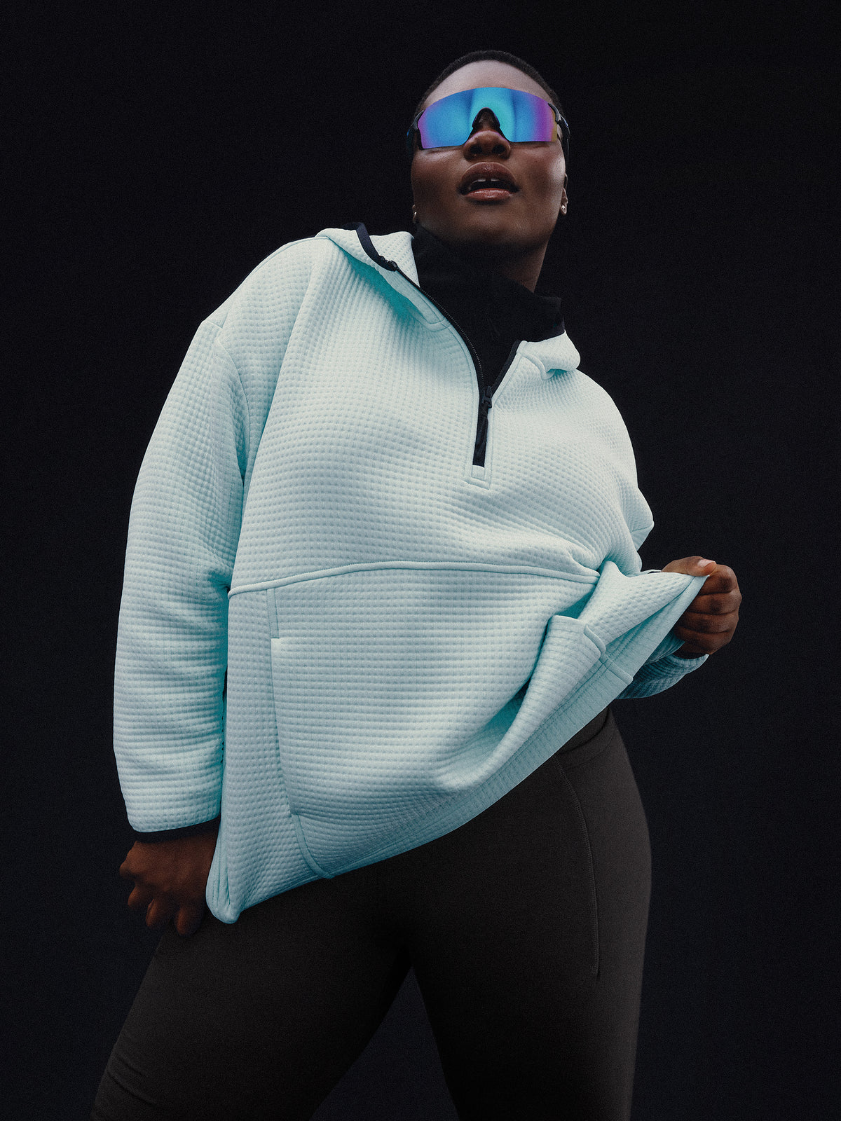 Cloud Waffle Hooded Half-Zip Sweatshirt - Active Zone